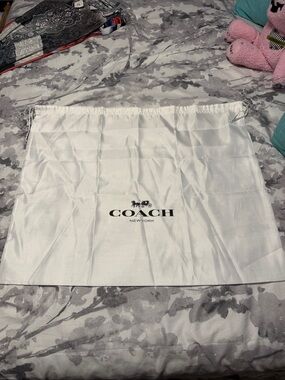 Coach White Drawstring Logo Dust Bag